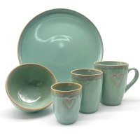 Stoneware Becher Herz türkis