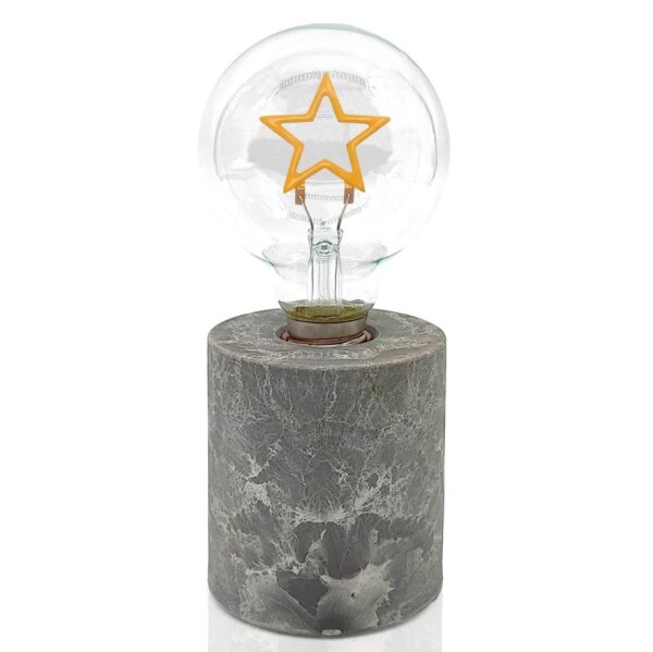 Lucia Tischleuchte, Betonoptiksockel mit LED-Lampe Stern