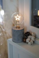 Lucia Tischleuchte, Betonoptiksockel mit LED-Lampe Stern