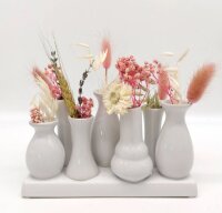 7 Väschen auf Tablett aus Keramik weiß