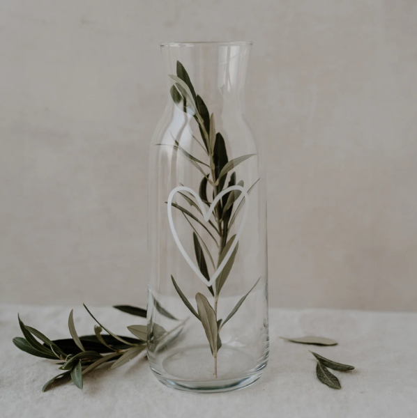 Eulenschnitt Karaffe Herz Weiß