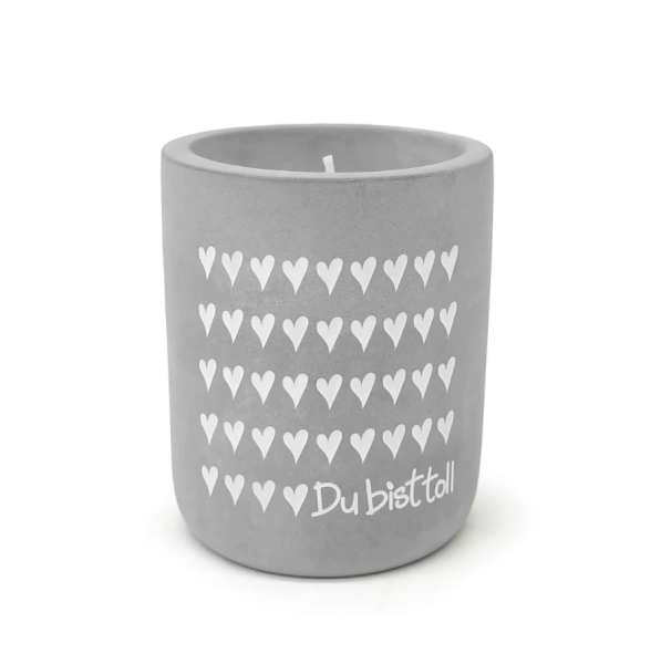 Beton-Kerze Du bist toll grau