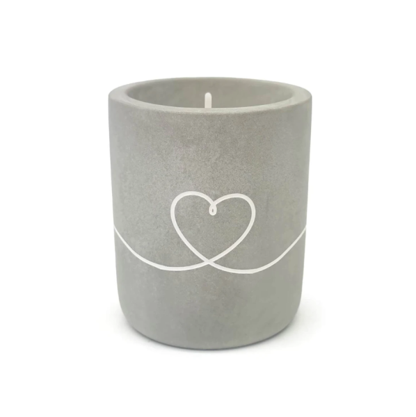 Beton-Kerze Herz geschwungen grau