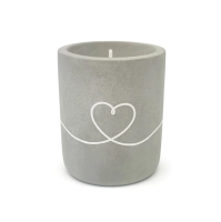 Beton-Kerze Herz geschwungen grau