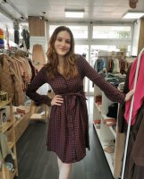 Maternity Dress Check Plum